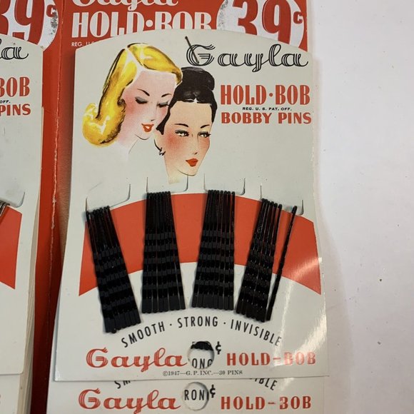 (36) Gayla Hold-Bob Bobby Pins Packages Original Box Display VTG NEW 40\'s RARE!